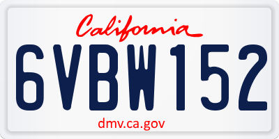CA license plate 6VBW152