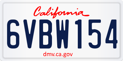 CA license plate 6VBW154