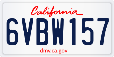 CA license plate 6VBW157