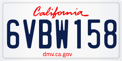 CA license plate 6VBW158