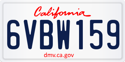 CA license plate 6VBW159