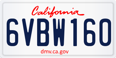 CA license plate 6VBW160