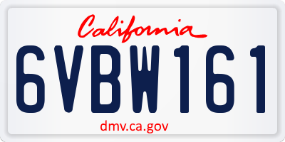 CA license plate 6VBW161