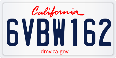CA license plate 6VBW162