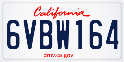 CA license plate 6VBW164