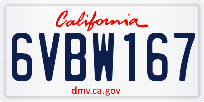 CA license plate 6VBW167