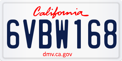 CA license plate 6VBW168