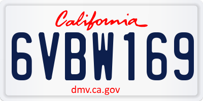 CA license plate 6VBW169