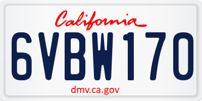 CA license plate 6VBW170