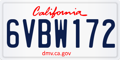 CA license plate 6VBW172