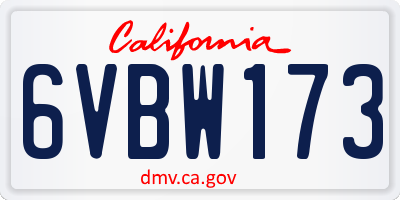CA license plate 6VBW173