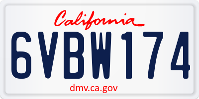CA license plate 6VBW174