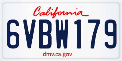 CA license plate 6VBW179