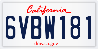 CA license plate 6VBW181