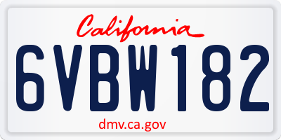 CA license plate 6VBW182