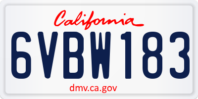 CA license plate 6VBW183