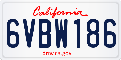 CA license plate 6VBW186
