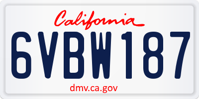 CA license plate 6VBW187