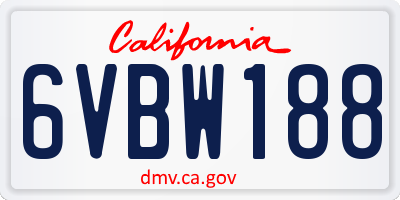 CA license plate 6VBW188