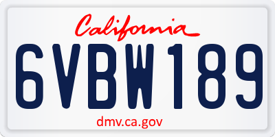 CA license plate 6VBW189