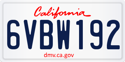 CA license plate 6VBW192