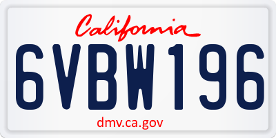 CA license plate 6VBW196