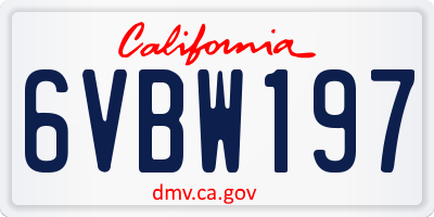 CA license plate 6VBW197