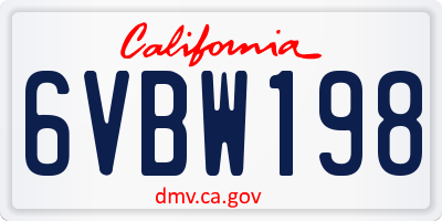 CA license plate 6VBW198
