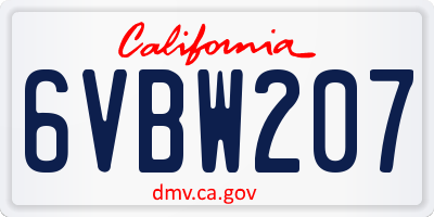 CA license plate 6VBW207