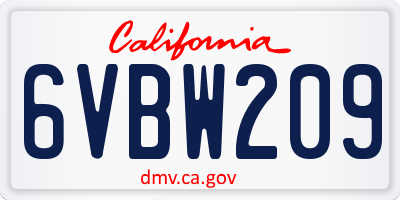 CA license plate 6VBW209