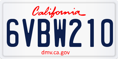 CA license plate 6VBW210