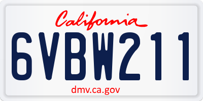 CA license plate 6VBW211