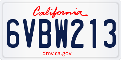 CA license plate 6VBW213