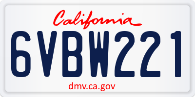 CA license plate 6VBW221
