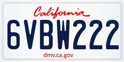 CA license plate 6VBW222