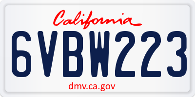 CA license plate 6VBW223