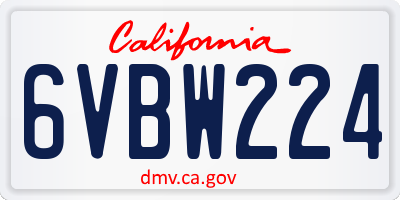 CA license plate 6VBW224