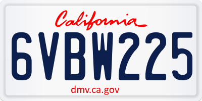 CA license plate 6VBW225