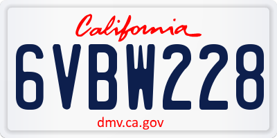 CA license plate 6VBW228