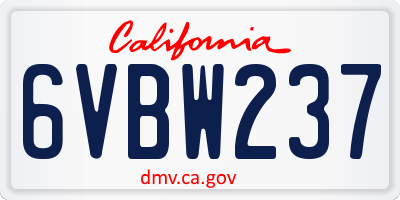 CA license plate 6VBW237
