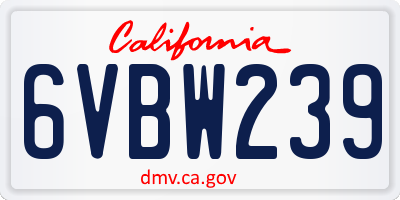 CA license plate 6VBW239