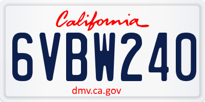 CA license plate 6VBW240