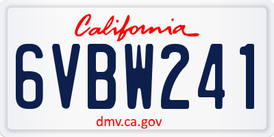 CA license plate 6VBW241
