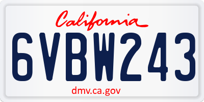 CA license plate 6VBW243
