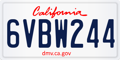 CA license plate 6VBW244