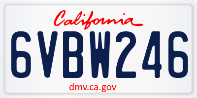 CA license plate 6VBW246