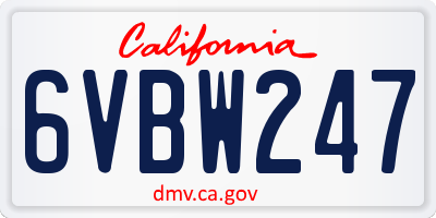 CA license plate 6VBW247