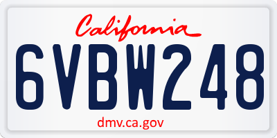 CA license plate 6VBW248