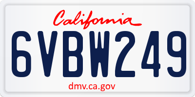 CA license plate 6VBW249