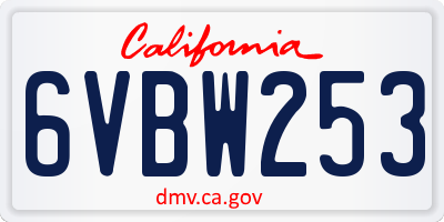 CA license plate 6VBW253